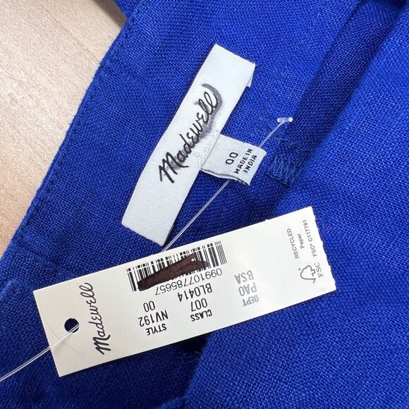 Madewell Curved-Neck Shell Tank Top Blue Linen Sleeveless Blue Size 00 NWT - Picture 6 of 9